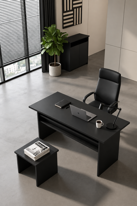 KODIGU Palma Ofis Takımı | 140x60cm Ofis Çalışma Masası | Ofis Dolabı | Sehpa | Ofis Set | 3 Parça Ofis Masa Takımı
