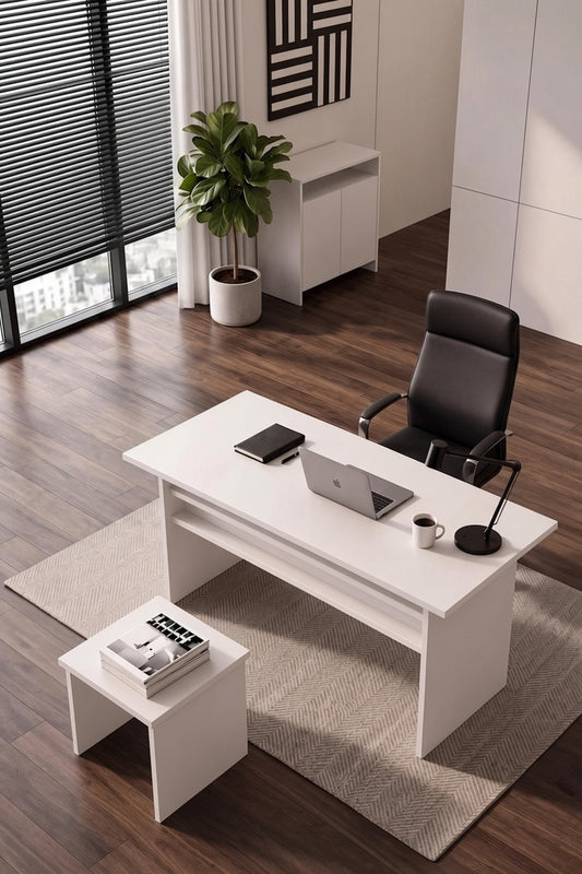 KODIGU Palma Ofis Takımı | 140x60cm Ofis Çalışma Masası | Ofis Dolabı | Sehpa | Ofis Set | 3 Parça Ofis Masa Takımı