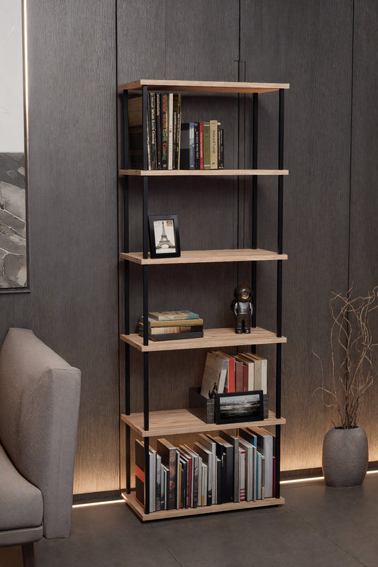 KODIGU 6 Raflı Kitaplık - Kitaplık - 60cm x 30cm x 160cm Kitaplık - Çevir Kur Kitaplık