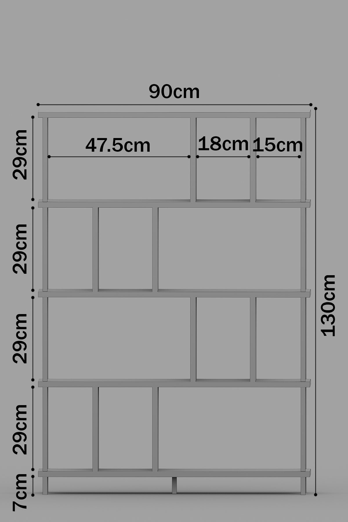 KODIGU 5 Raflı Kitaplık - Kitaplık - 130cm x 90cm x 30cm Kitaplık - Çevir Kur Kitaplık | Kitaplık