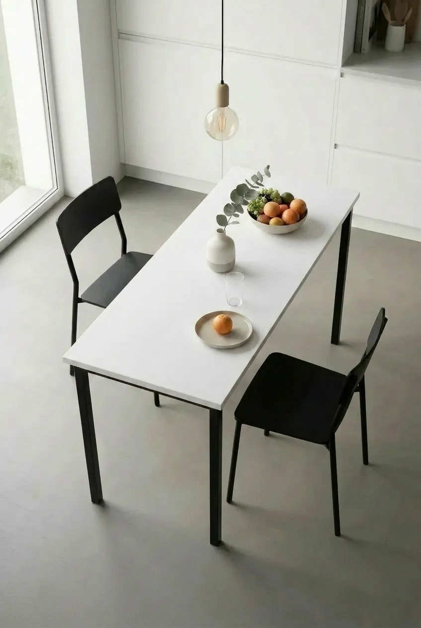 KODIGU 120cm x 45cm Yemek Masası 75cm Yükseklik | Mutfak Yemek Masası | Mev Serisi Beyaz