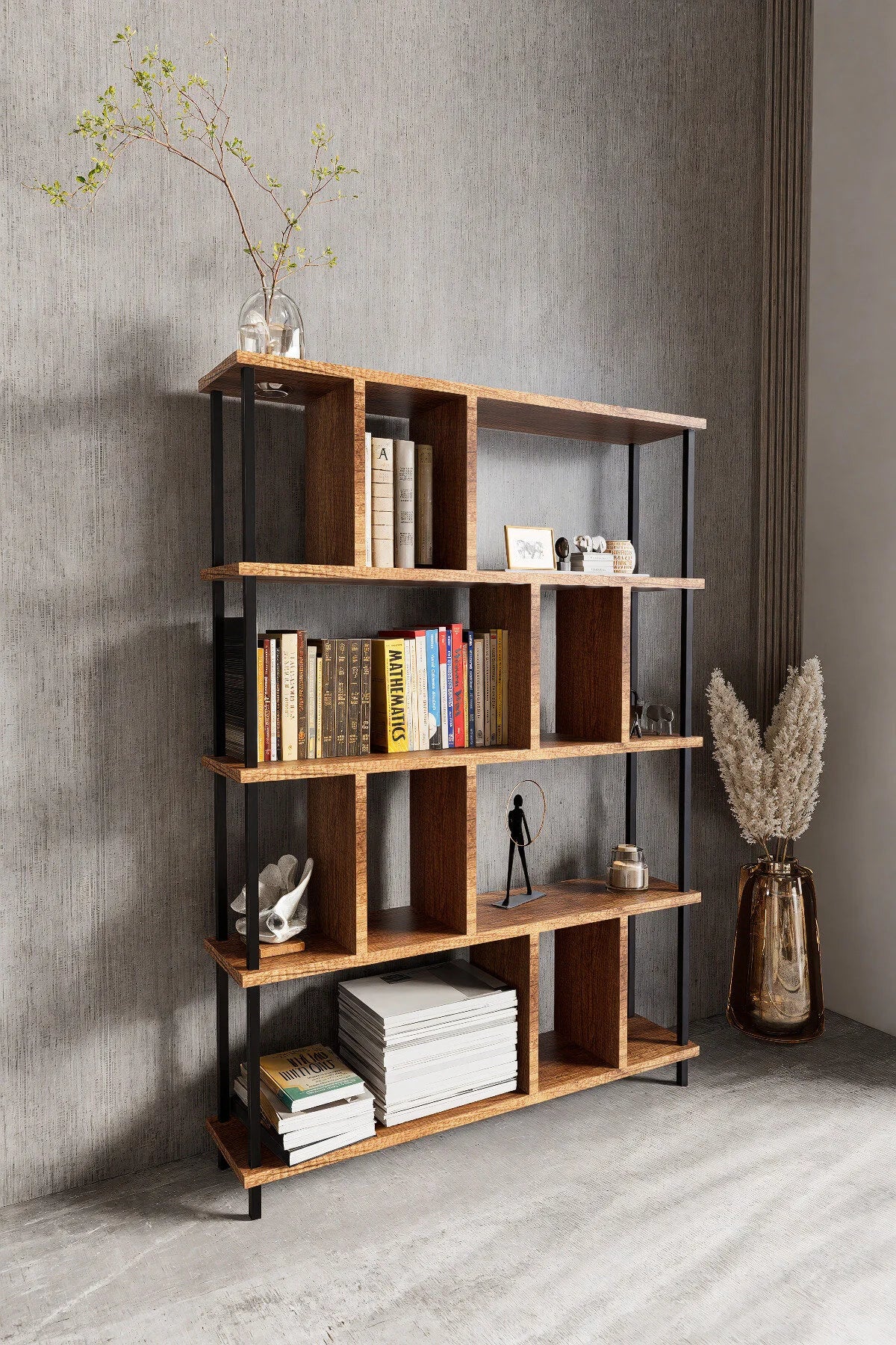 KODIGU 5 Raflı Kitaplık - Kitaplık - 130cm x 90cm x 30cm Kitaplık - Çevir Kur Kitaplık | Kitaplık