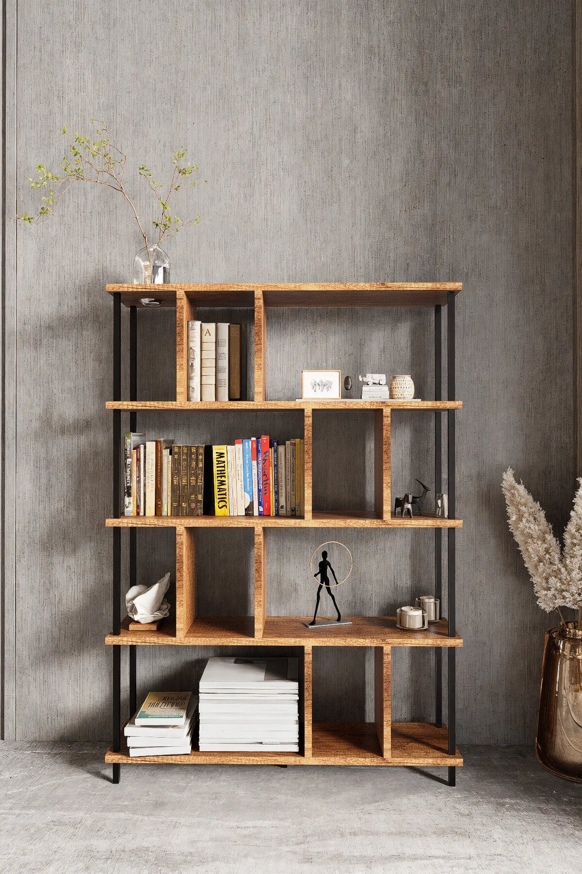 KODIGU 5 Raflı Kitaplık - Kitaplık - 130cm x 90cm x 30cm Kitaplık - Çevir Kur Kitaplık | Kitaplık