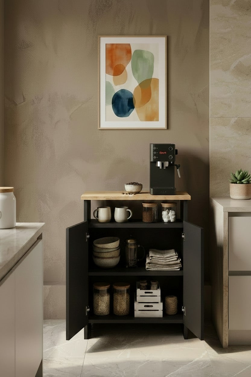 KODIGU POP Çok Amaçlı Dolap | Kahve Köşesi-Banyo Dolabı | 77cm Yükseklik 60cm Genişlik 36cm Derinlik |