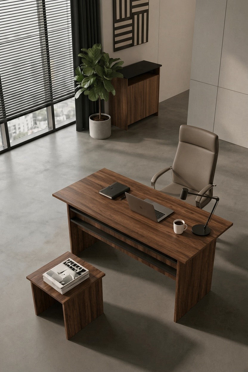 KODIGU Palma Ofis Takımı | 140x60cm Ofis Çalışma Masası | Ofis Dolabı | Sehpa | Ofis Set | 3 Parça Ofis Masa Takımı