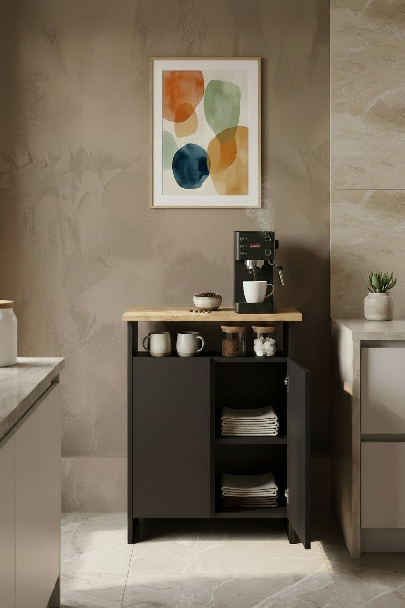 KODIGU POP Çok Amaçlı Dolap | Kahve Köşesi-Banyo Dolabı | 77cm Yükseklik 60cm Genişlik 36cm Derinlik |