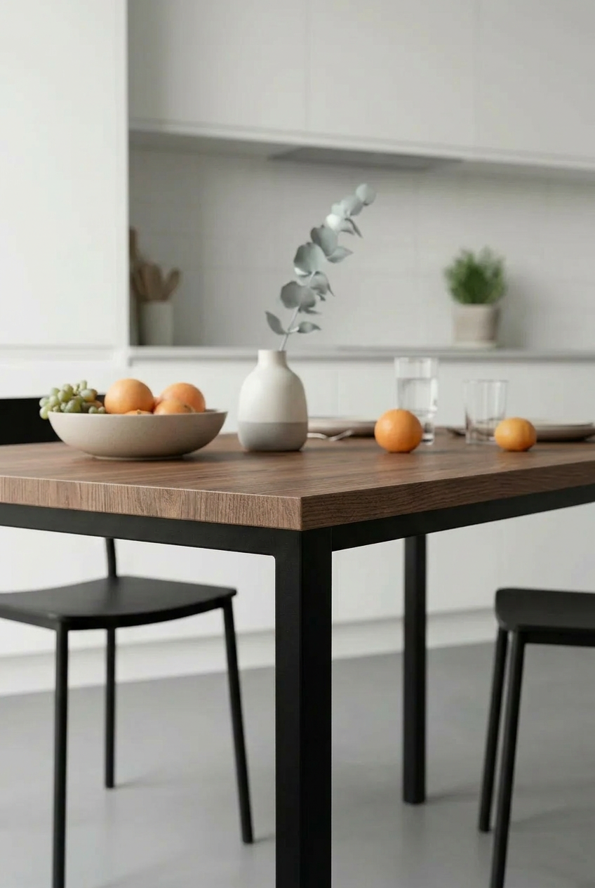 KODIGU 120cm x 45cm Yemek Masası 75cm Yükseklik | Mutfak Yemek Masası | Mev Serisi Ceviz