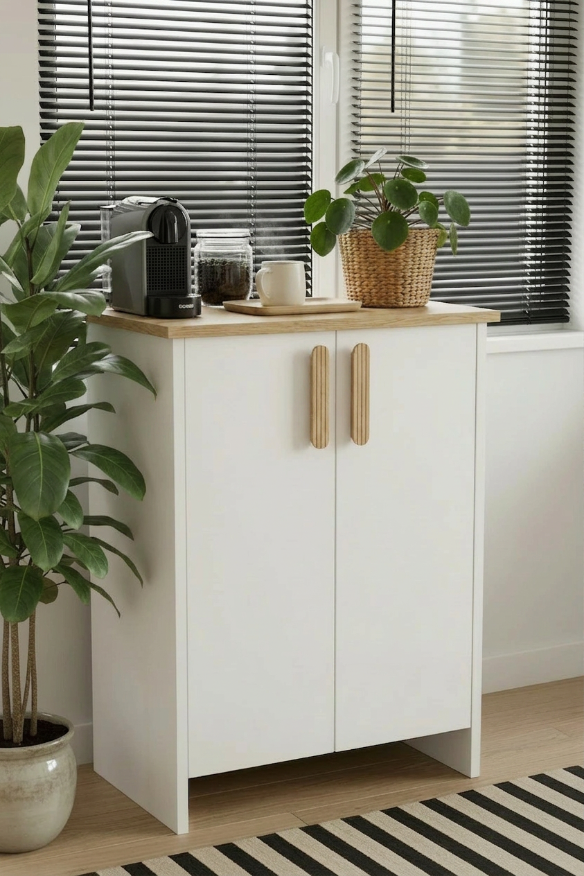 KODIGU PON Çok Amaçlı Dolap | Kahve Köşesi-Banyo Dolabı | 77cm Yükseklik 60cm Genişlik 36cm Derinlik |