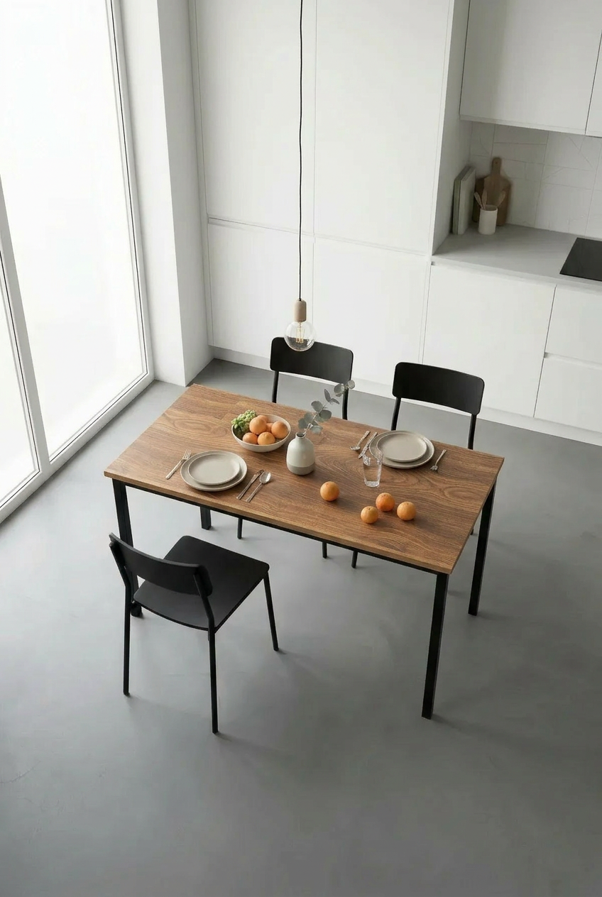 KODIGU 120cm x 45cm Yemek Masası 75cm Yükseklik | Mutfak Yemek Masası | Mev Serisi Ceviz