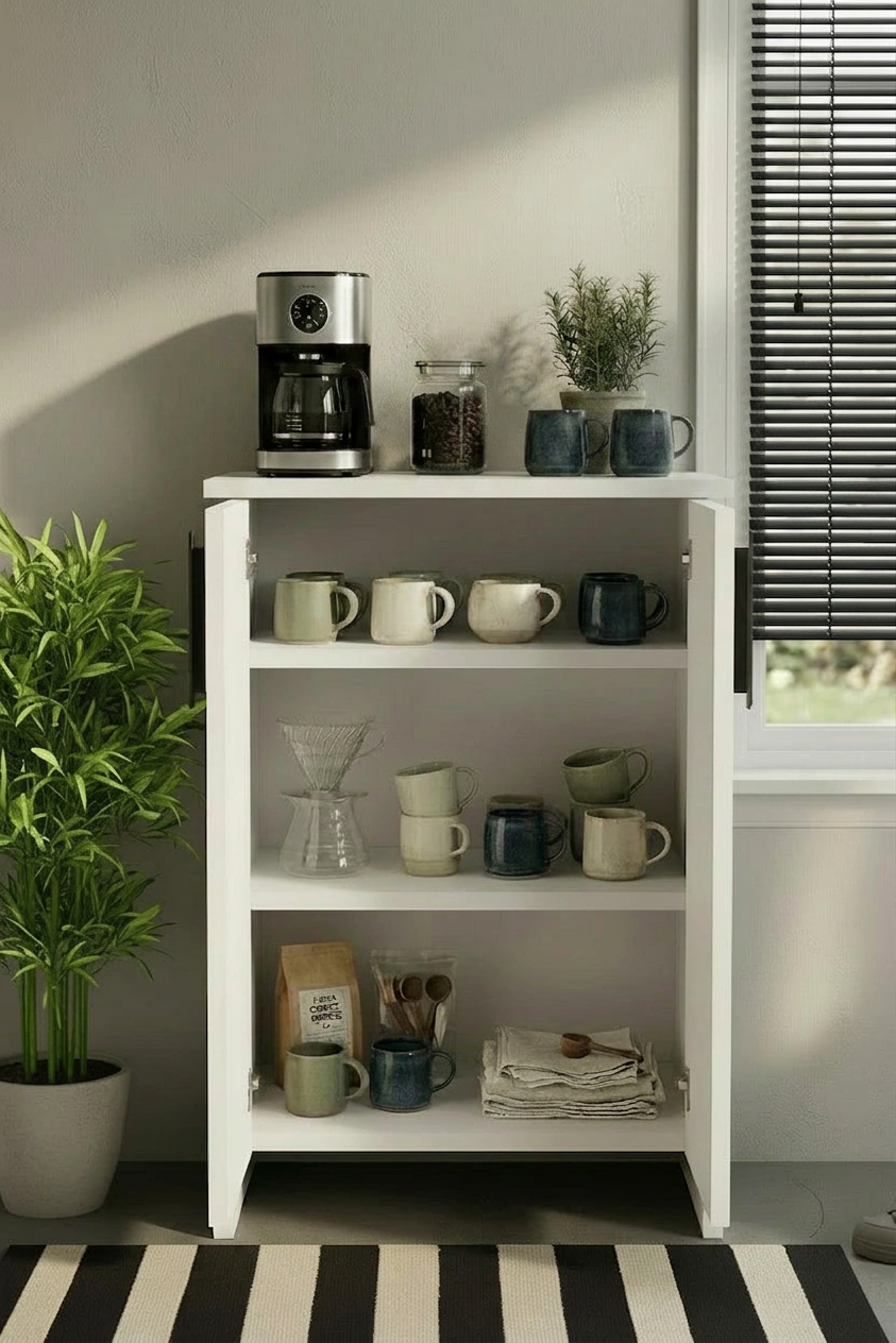 KODIGU PON Çok Amaçlı Dolap | Kahve Köşesi-Banyo Dolabı | 77cm Yükseklik 60cm Genişlik 36cm Derinlik |