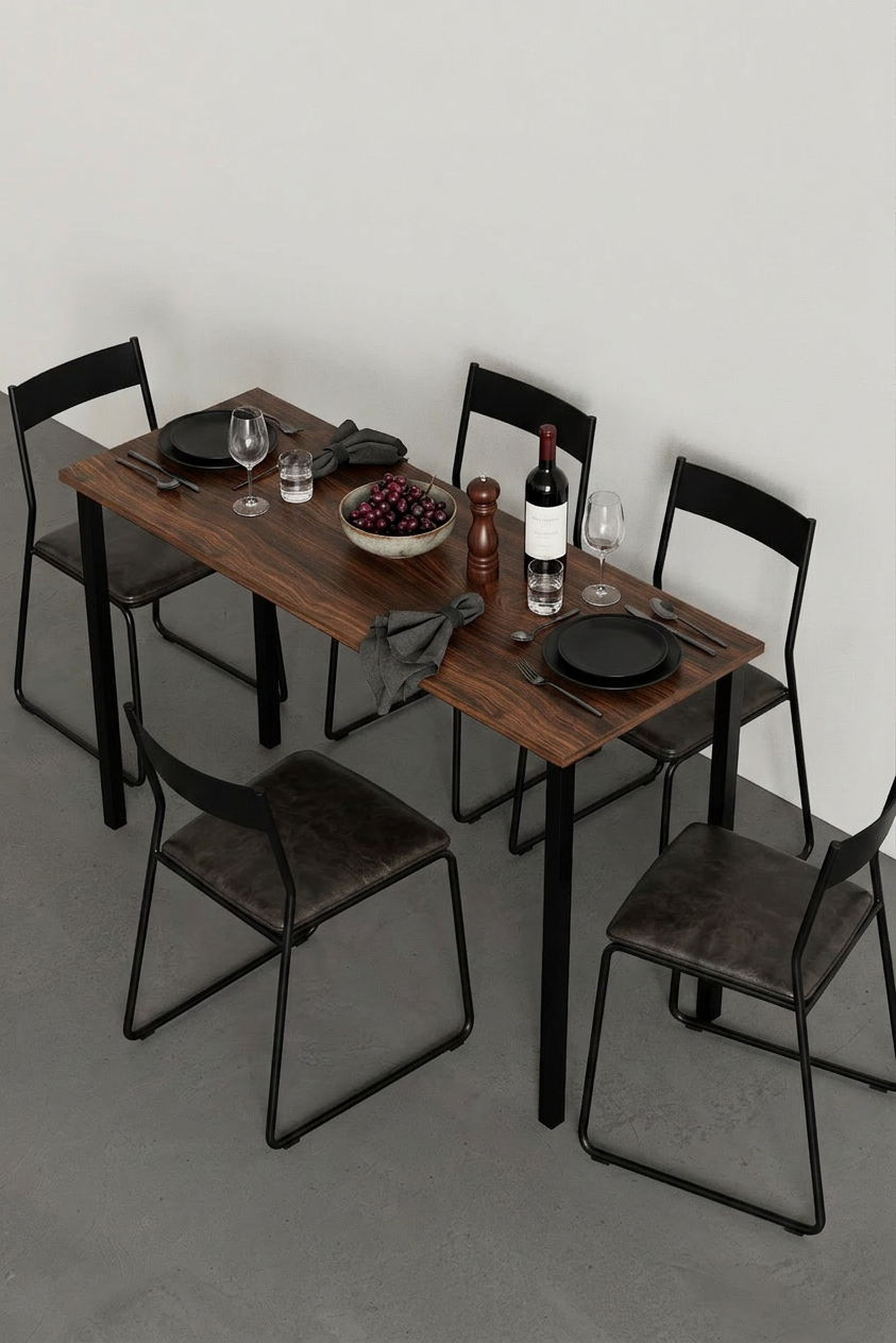 KODIGU 120cm x 45cm Yemek Masası 75cm Yükseklik | Mutfak Yemek Masası | Mev Serisi Ceviz