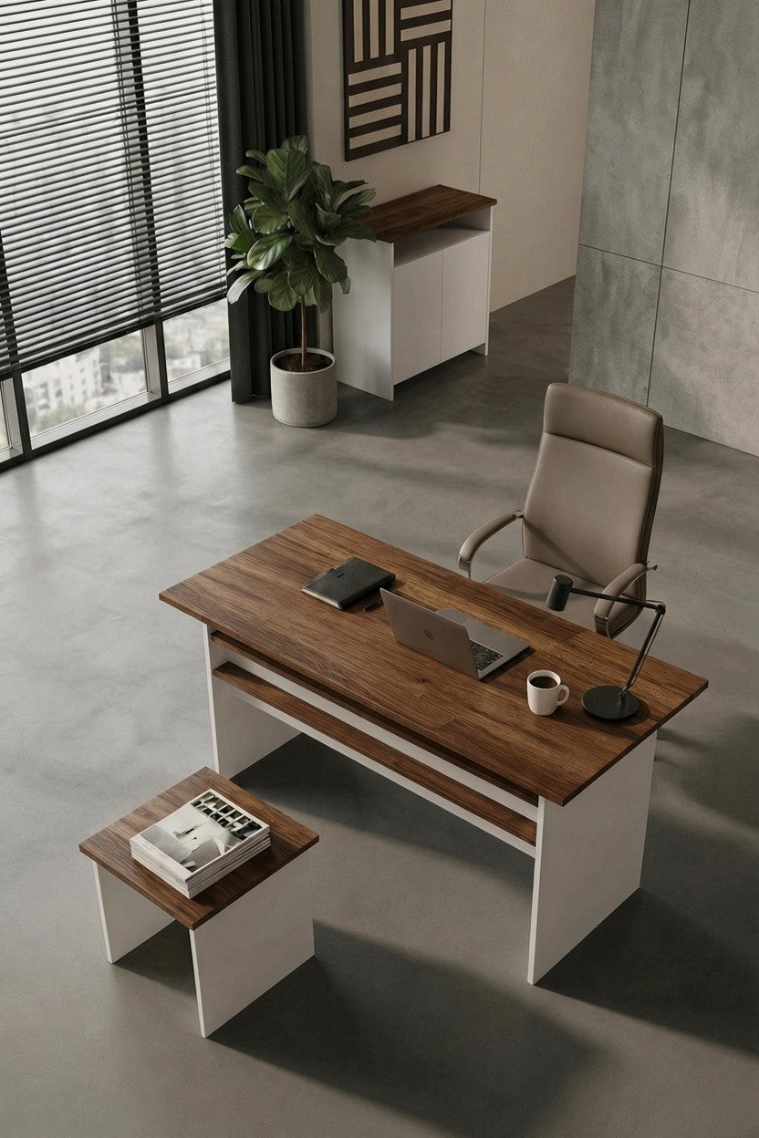 KODIGU Palma Ofis Takımı | 140x60cm Ofis Çalışma Masası | Ofis Dolabı | Sehpa | Ofis Set | 3 Parça Ofis Masa Takımı