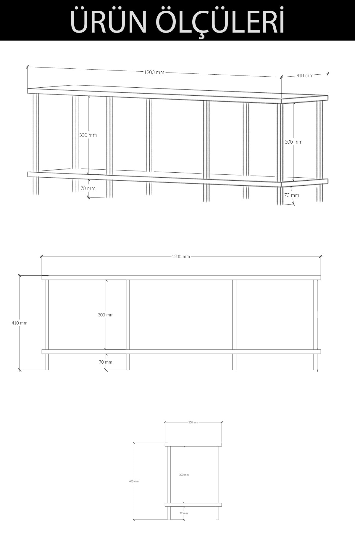 KODIGU 120x30 TV Sehpası - TV Sehpası - 120cm x 30cm x 41cm TV Sehpası - Çevir Kur TV Sehpası | TV Ünitesi