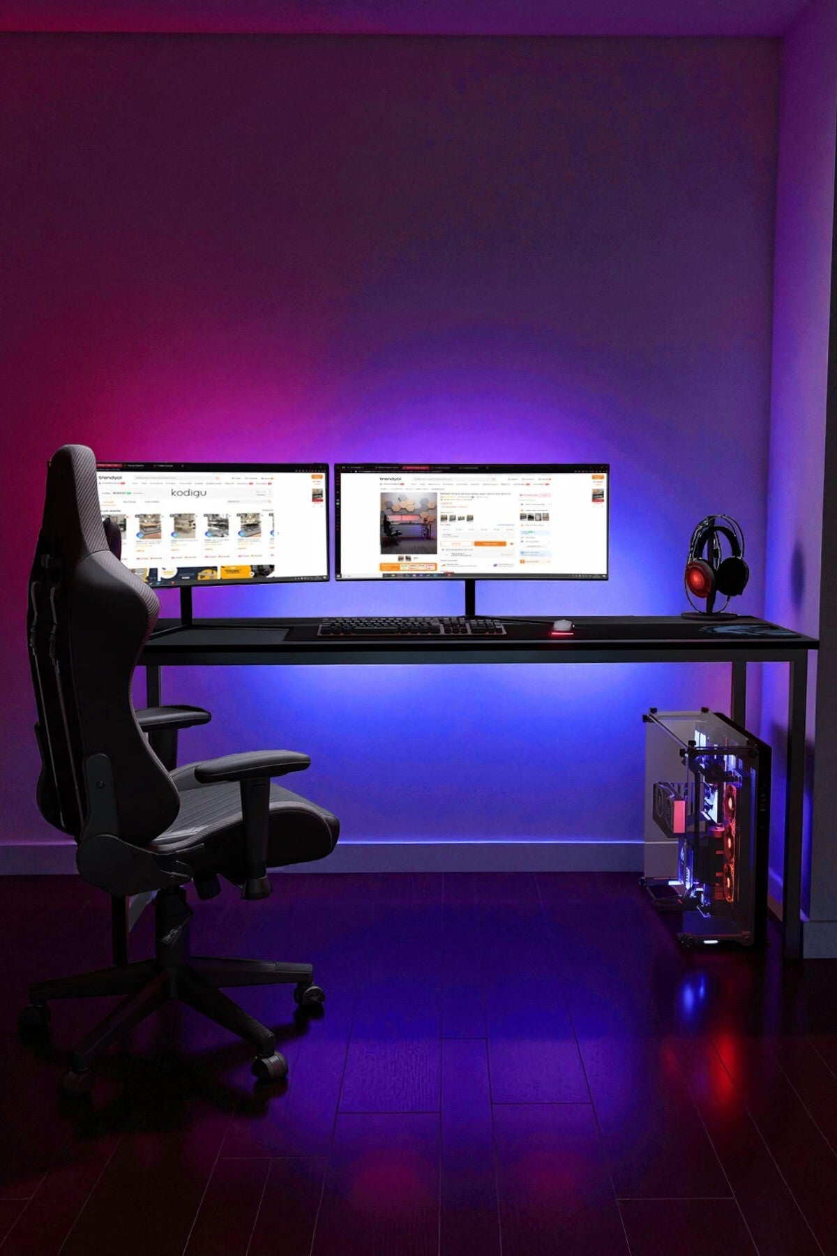 KODIGU 160x60cm Oyuncu Masası - Gamer Desk - Gaming Masa - Bilgisayar Masası | 160cm x 60cm | Ayarlı Ayak