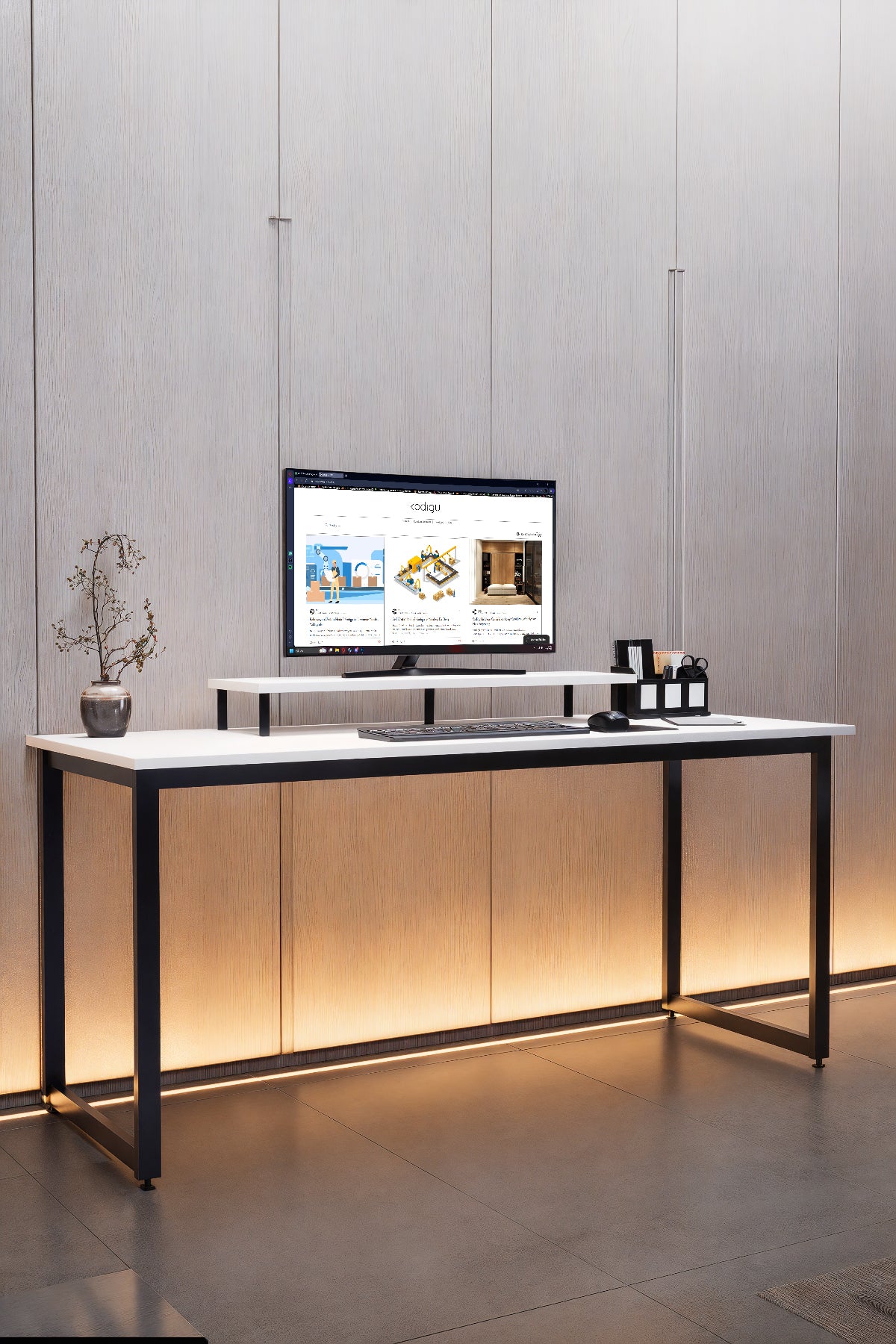 KODIGU 160x60cm Çalışma Masası - Ofis Masası- Monitör Standı Hediyeli | Çalışma Masası | Ofis Masası