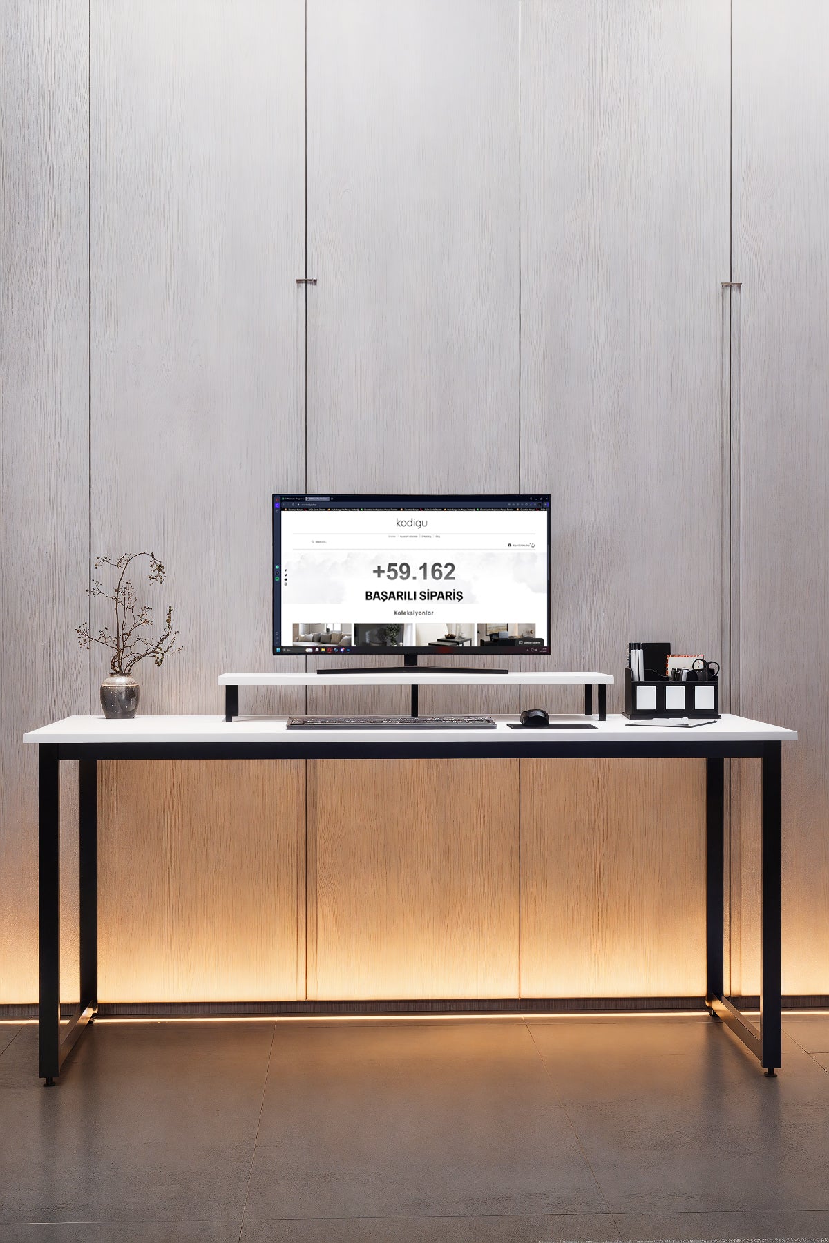 KODIGU 160x60cm Çalışma Masası - Ofis Masası- Monitör Standı Hediyeli | Çalışma Masası | Ofis Masası
