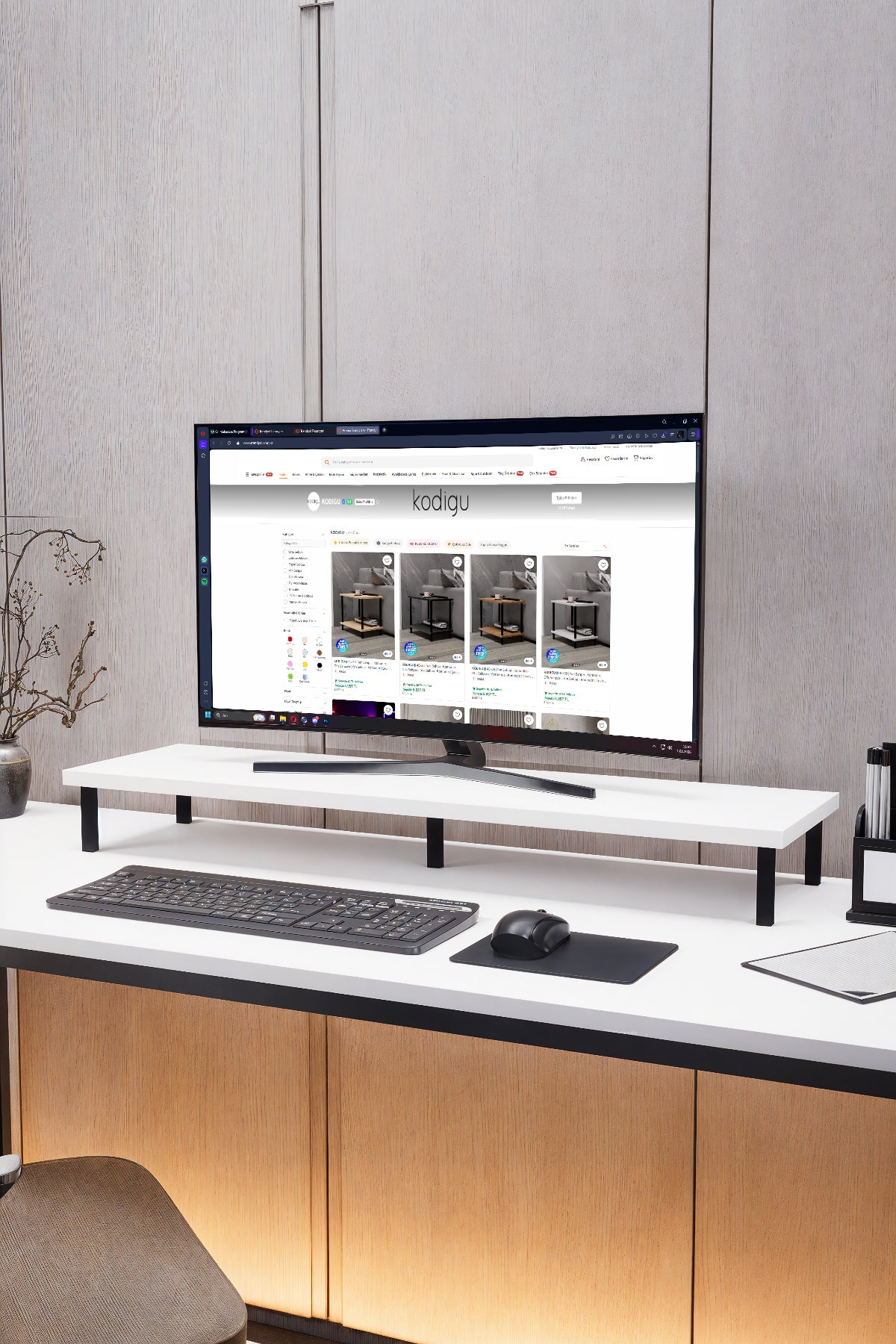 KODIGU 160x60cm Çalışma Masası - Ofis Masası- Monitör Standı Hediyeli | Çalışma Masası | Ofis Masası