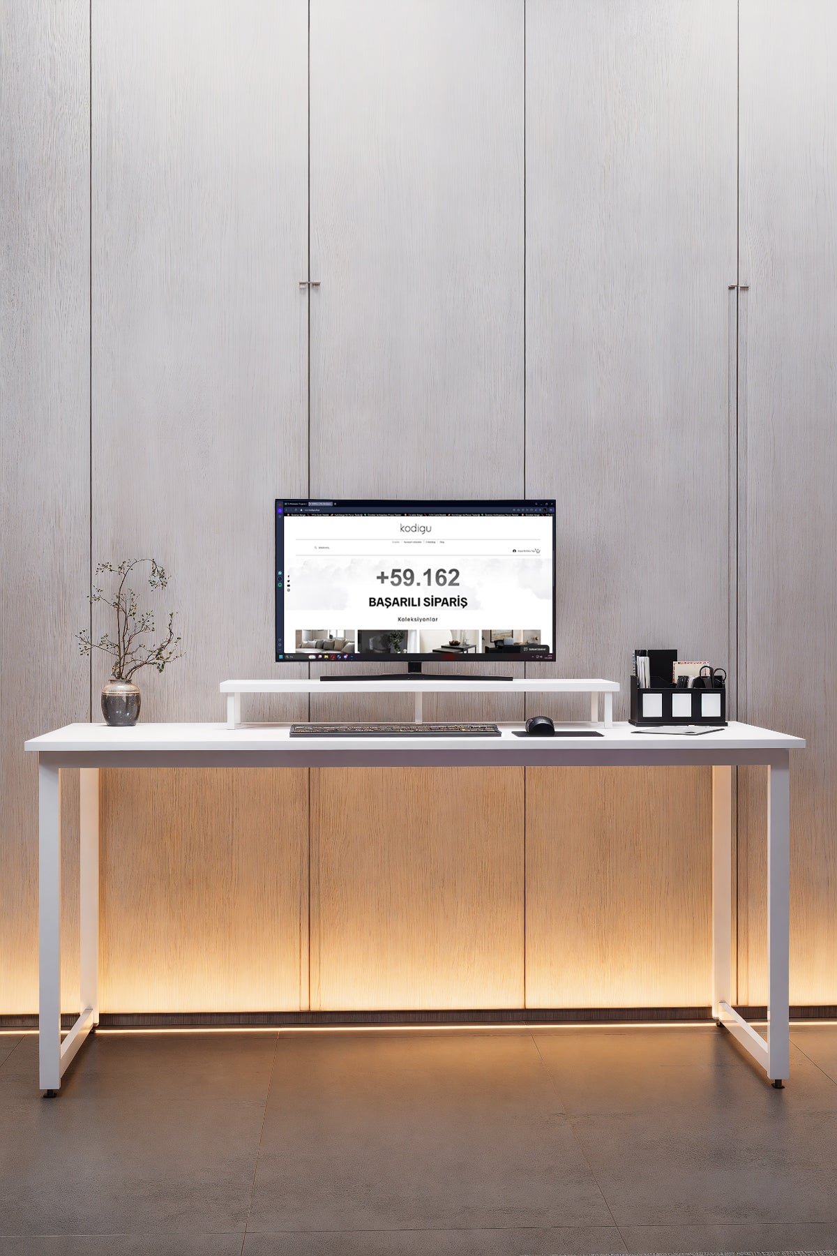KODIGU 160x60cm Çalışma Masası - Ofis Masası- Monitör Standı Hediyeli | Çalışma Masası | Ofis Masası