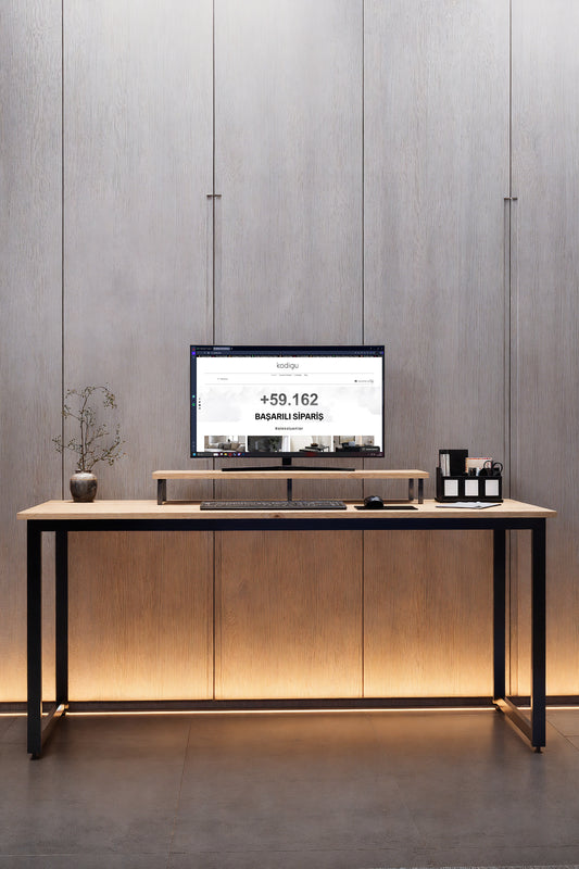 KODIGU 160x60cm Çalışma Masası - Ofis Masası- Monitör Standı Hediyeli | Çalışma Masası | Ofis Masası