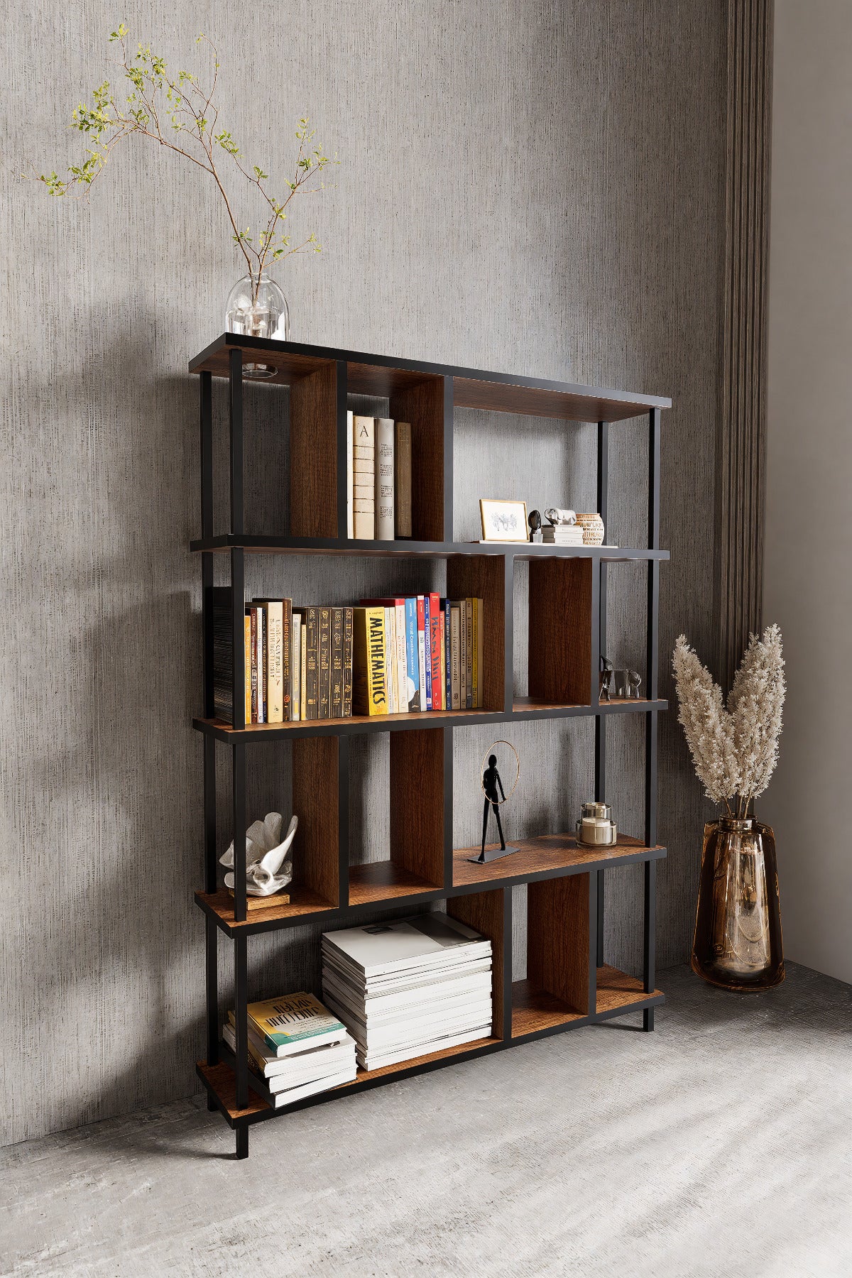 KODIGU 5 Raflı Kitaplık - Kitaplık - 130cm x 90cm x 30cm Kitaplık - Çevir Kur Kitaplık | Kitaplık Çam
