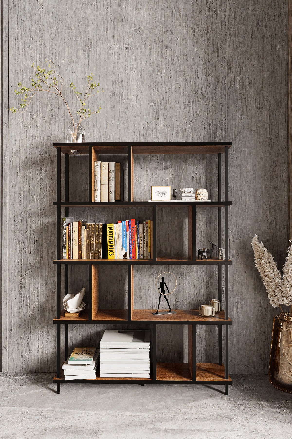 KODIGU 5 Raflı Kitaplık - Kitaplık - 130cm x 90cm x 30cm Kitaplık - Çevir Kur Kitaplık | Kitaplık Çam