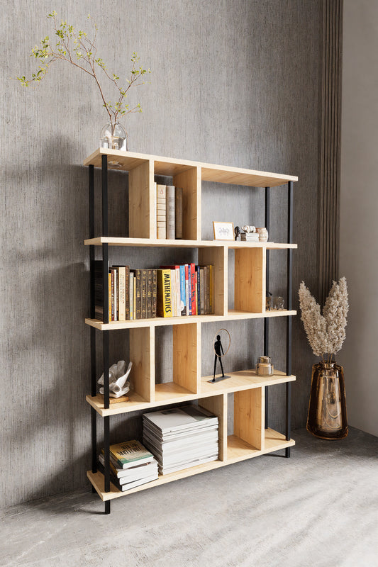 KODIGU 5 Raflı Kitaplık - Kitaplık - 130cm x 90cm x 30cm Kitaplık - Çevir Kur Kitaplık | Kitaplık Meşe