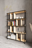 KODIGU 5 Raflı Kitaplık - Kitaplık - 130cm x 90cm x 30cm Kitaplık - Çevir Kur Kitaplık | Kitaplık Meşe Siyah