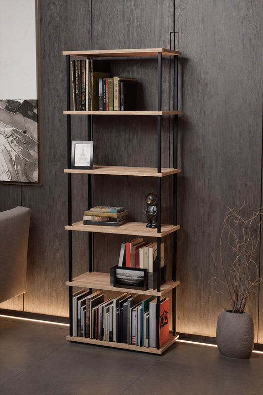 KODIGU 6 Raflı Kitaplık - Kitaplık - 60cm x 30cm x 160cm Kitaplık - Çevir Kur Kitaplık