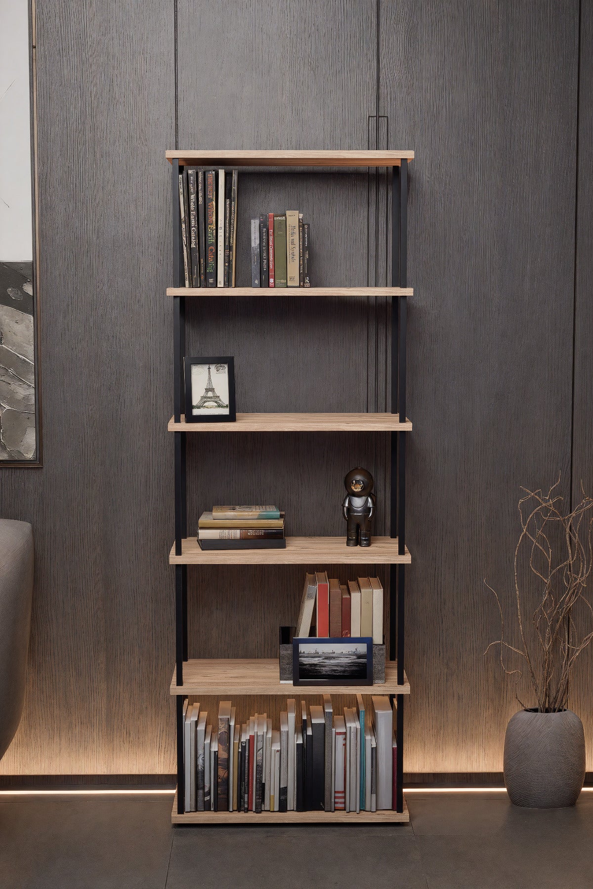 KODIGU 6 Raflı Kitaplık - Kitaplık - 60cm x 30cm x 160cm Kitaplık - Çevir Kur Kitaplık