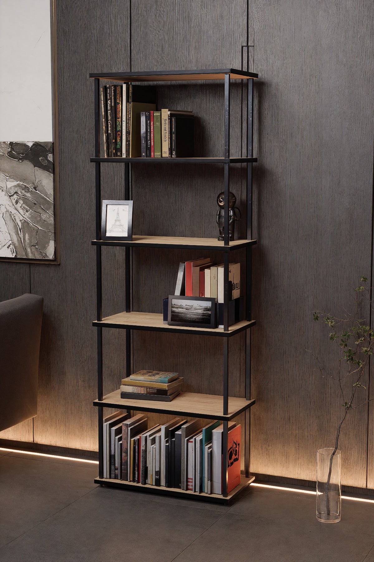 KODIGU 6 Raflı Kitaplık - Kitaplık - 60cm x 30cm x 160cm Kitaplık - Çevir Kur Kitaplık Meşe