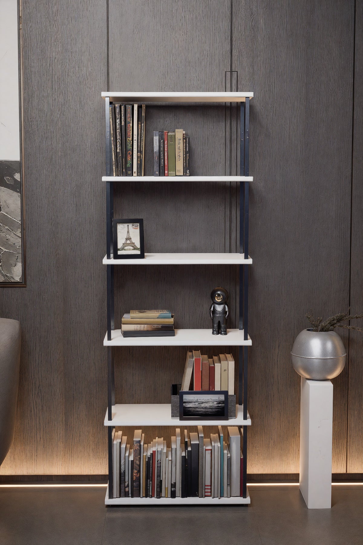KODIGU 6 Raflı Kitaplık - Kitaplık - 60cm x 30cm x 160cm Kitaplık - Çevir Kur Kitaplık Beyaz