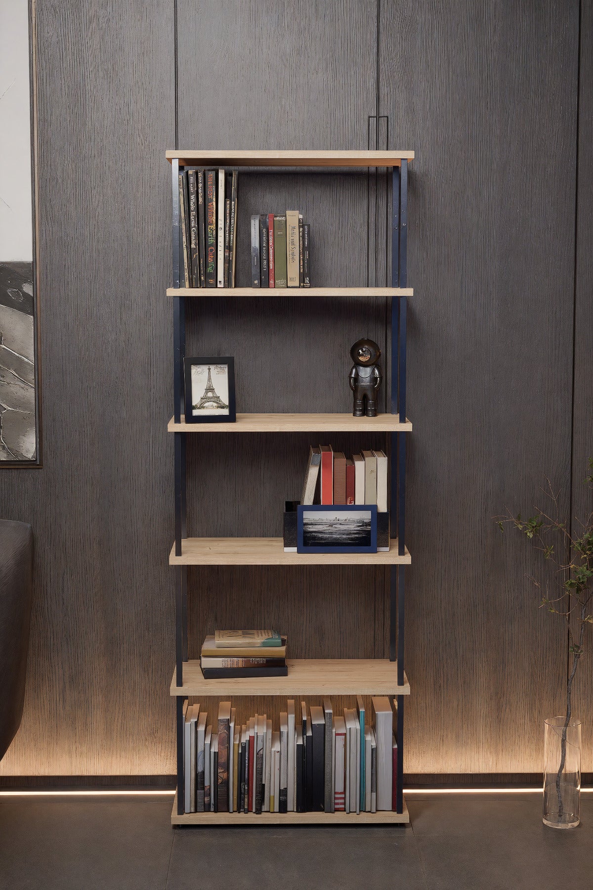 KODIGU 6 Raflı Kitaplık - Kitaplık - 60cm x 30cm x 160cm Kitaplık - Çevir Kur Kitaplık Meşe