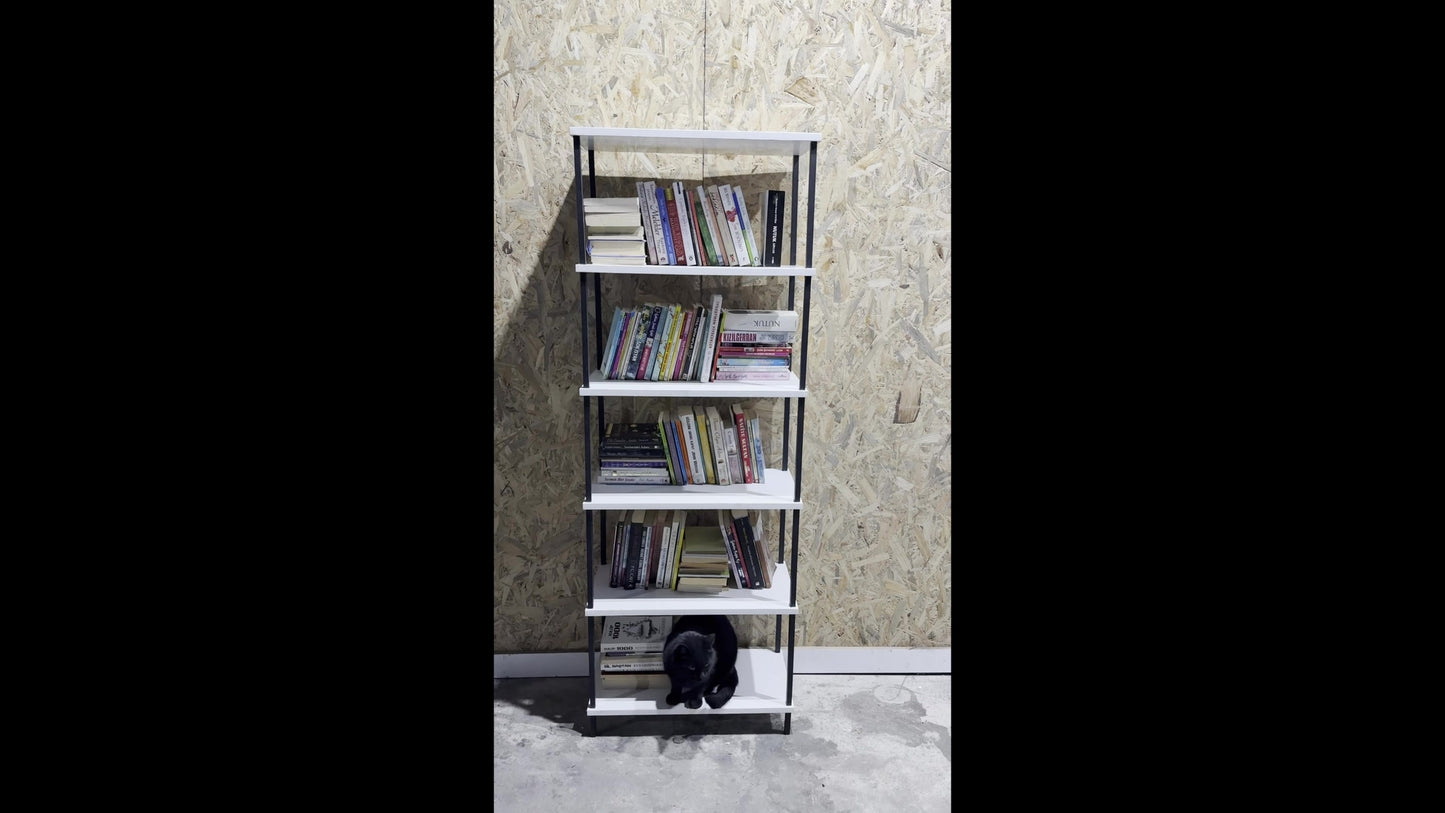 KODIGU 6 Raflı Kitaplık - Kitaplık - 60cm x 30cm x 160cm Kitaplık - Çevir Kur Kitaplık Beyaz