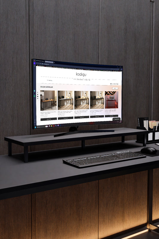 KODIGU 90x20cm Monitör Standı | Ergonomik Monitör Standı | Boyun için Monitör Standı