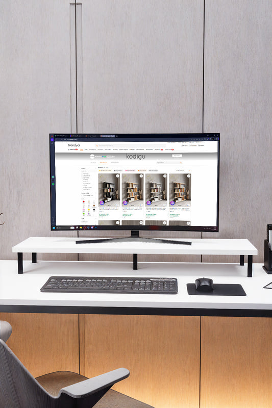 KODIGU 90x20cm Monitör Standı | Ergonomik Monitör Standı | Boyun için Monitör Standı