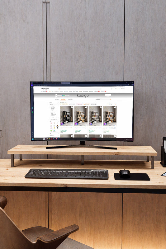 KODIGU 90x20cm Monitör Standı | Ergonomik Monitör Standı | Boyun için Monitör Standı
