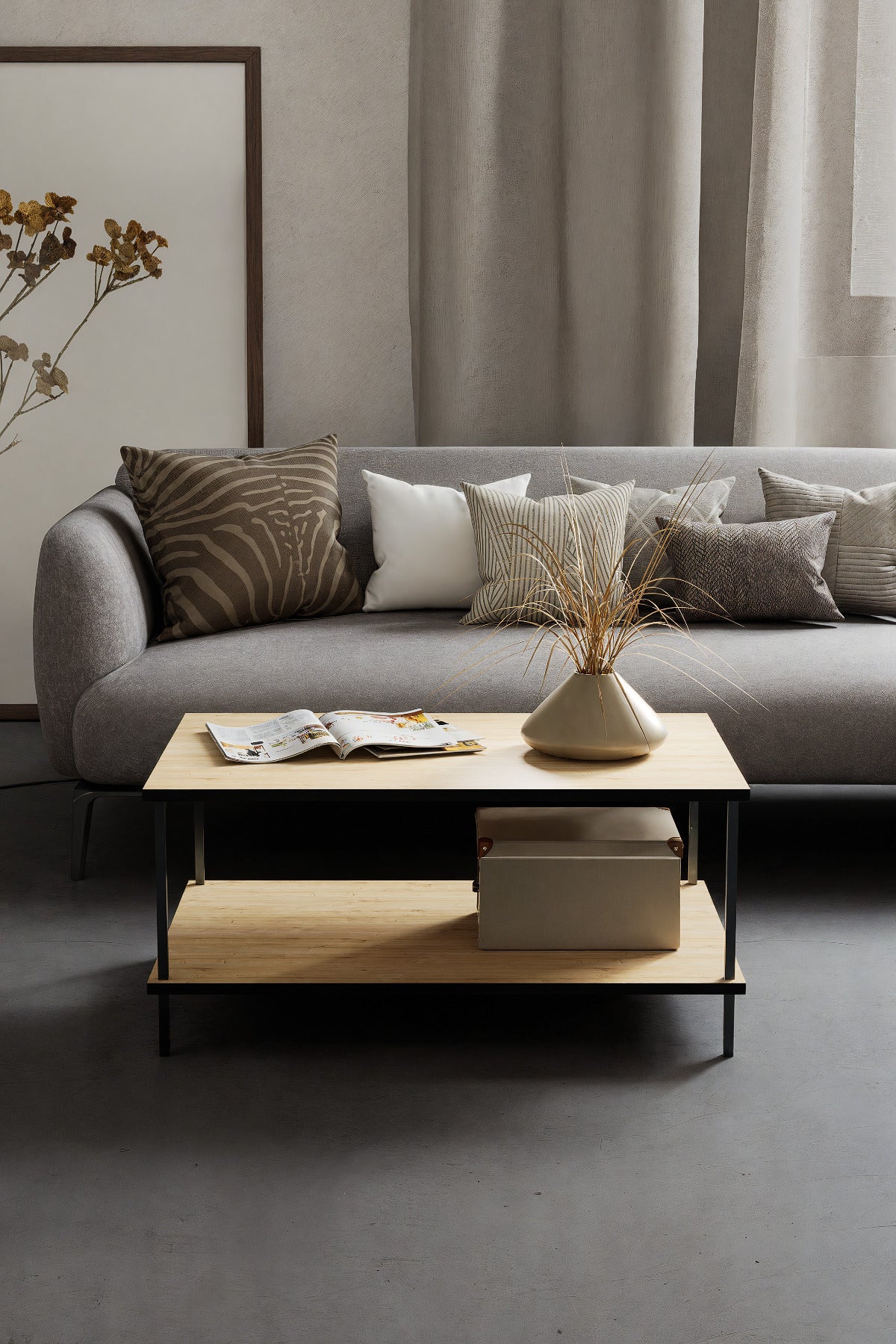 KODIGU 90x60 Orta Sehpa - Orta Sehpa- 60cm x 90cm x 42cm Orta Sehpa- Çevir Kur Orta Sehpa | Orta Sehpa