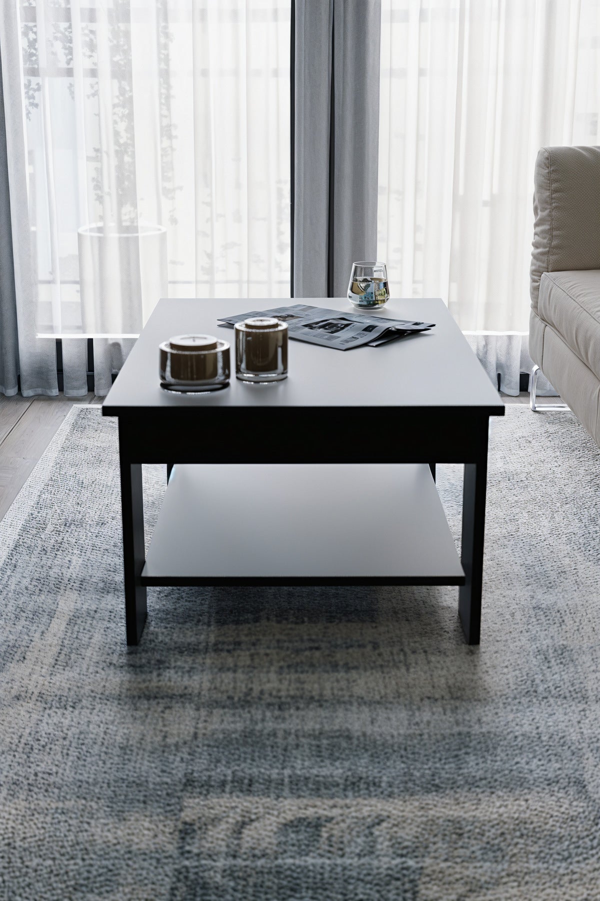 KODIGU Sole Orta Sehpa 60x90x45 Alt Büyük Raflı