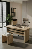 KODIGU Palma Ofis Takımı | 140x60cm Ofis Çalışma Masası | Ofis Dolabı | Sehpa | Ofis Set | 3 Parça Ofis Masa Takımı