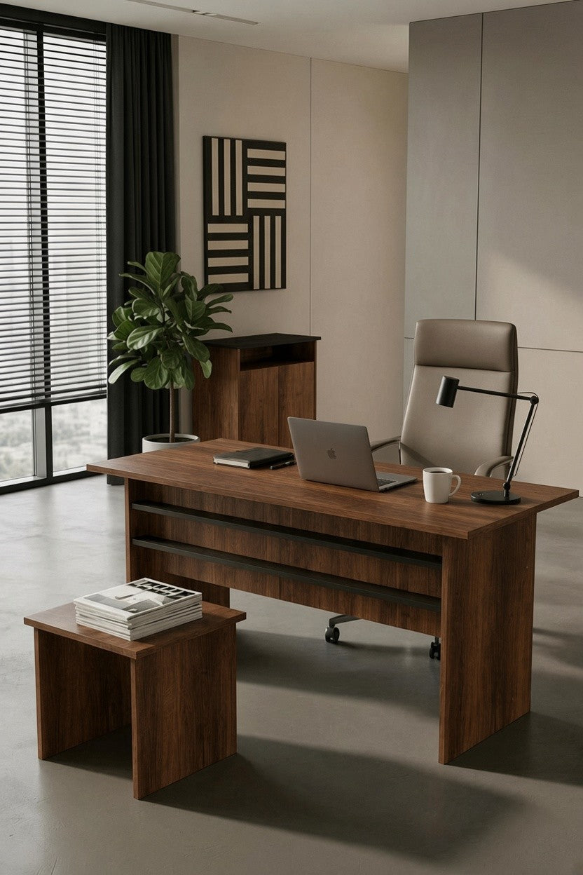 KODIGU Palma Ofis Takımı | 140x60cm Ofis Çalışma Masası | Ofis Dolabı | Sehpa | Ofis Set | 3 Parça Ofis Masa Takımı