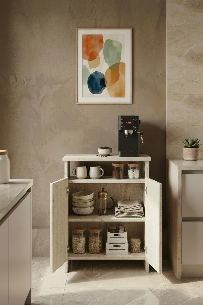 KODIGU POP Çok Amaçlı Dolap | Kahve Köşesi-Banyo Dolabı | 77cm Yükseklik 60cm Genişlik 36cm Derinlik |